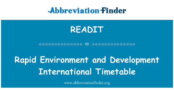 READIT: 急速な環境と開発国際時刻表
