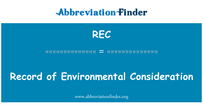 REC: Registro de consideração ambiental