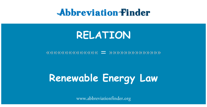 RELATION: Obnovljivi energetski zakon