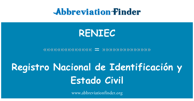 RENIEC: ریجسٹرو نکاونال de Identificación y ایستدو خانہ