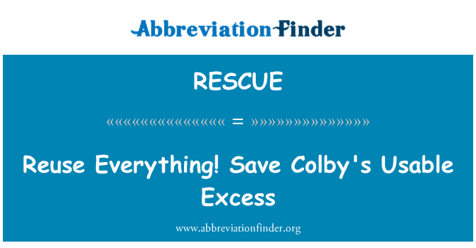 RESCUE: Wiederverwenden Sie alles! Colby die nutzbare Überschuss zu speichern