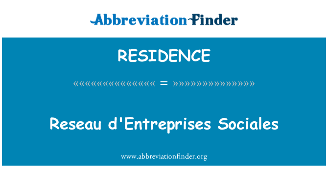 RESIDENCE: Reseau d'Entreprises Sociales