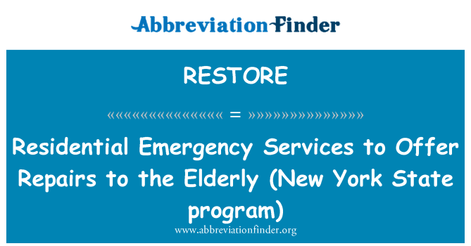 RESTORE: Bolig Emergency Services at tilbyde reparationer til ældre (New York State program)