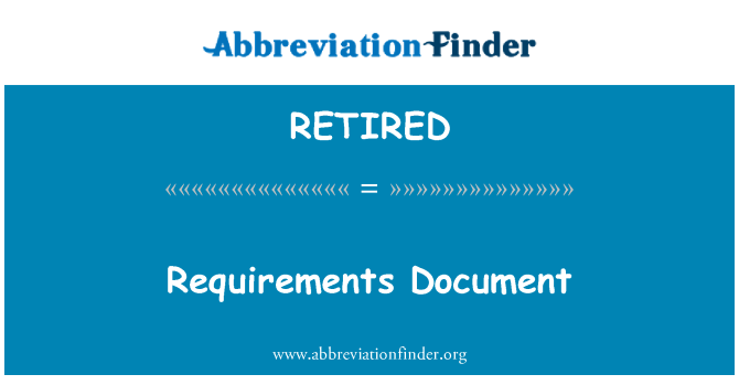 RETIRED : Dokument s požiadavkami