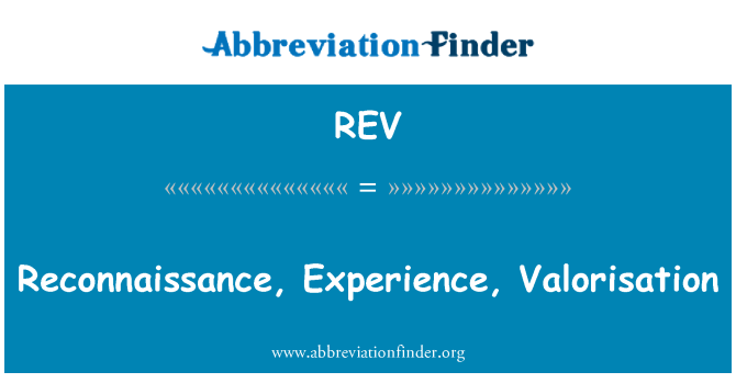 REV: Aufklärung, Erfahrung, Valorisierung