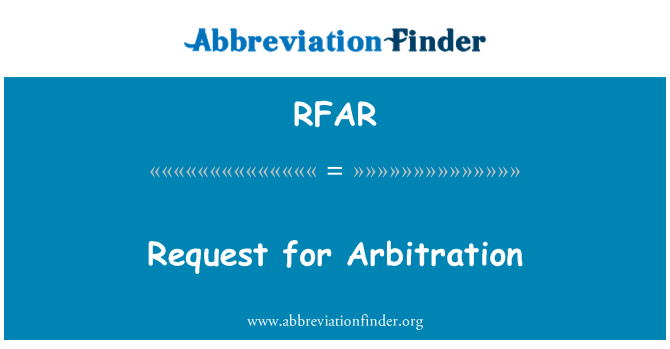 RFAR: Sol·licitud d'arbitratge