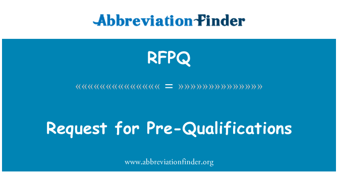 RFPQ: Pedido de pré-qualificação