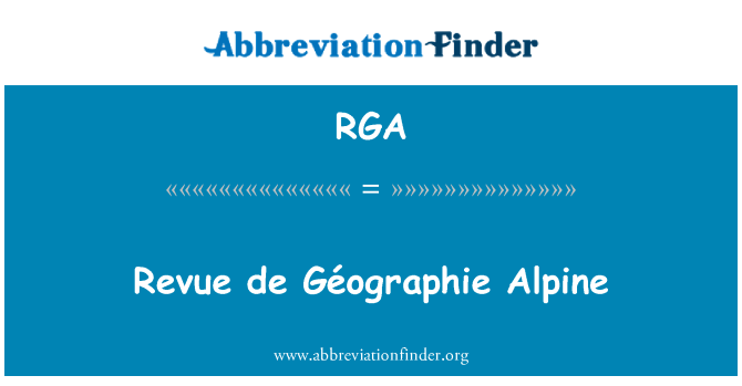 RGA: Revue de Géographie Alpine