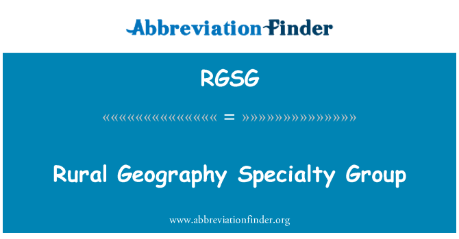 RGSG: Grup de specialitate Geografie rurală