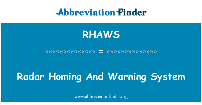 RHAWS: Radar Homing e sistema di allarme