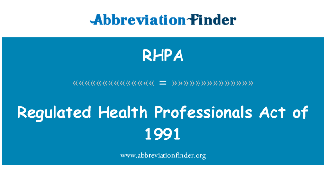 RHPA: Регулюється здоров'я професіоналів акт 1991