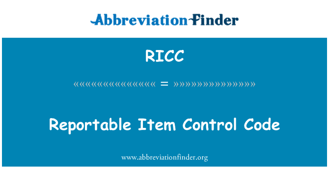 RICC: Te rapporteren Item controlecode