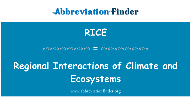 RICE: Regional Interactions of Climate and Ecosystems