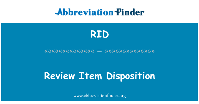 RID: Beoordeling Item Disposition