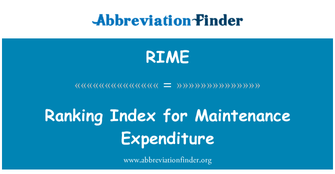 RIME: Fenntartási költség Index rangsor