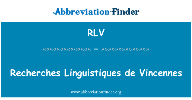 RLV: Recherches Linguistiques de Vincennes