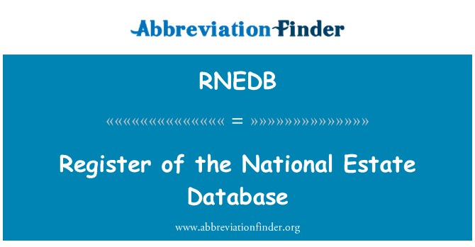 RNEDB: राष्ट्रीय संपत्ति डेटाबेस का रजिस्टर