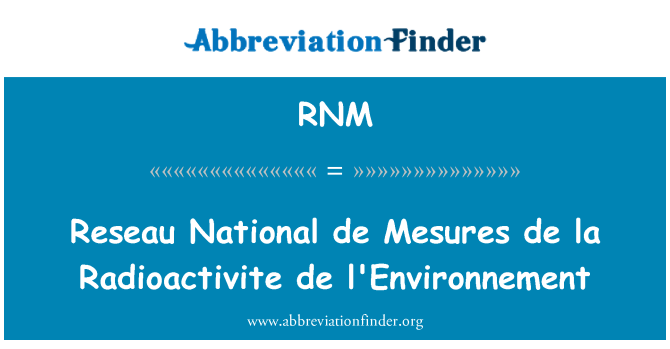 RNM: Reseau nasyonal de Mesures de la Radioactivite de l'Environnement