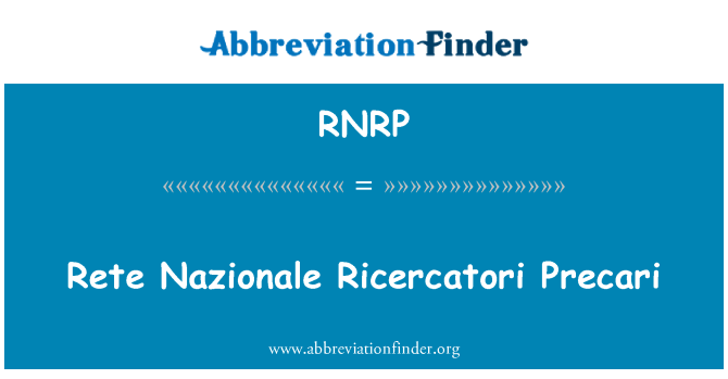 RNRP: Rete Nazionale Ricercatori Precari