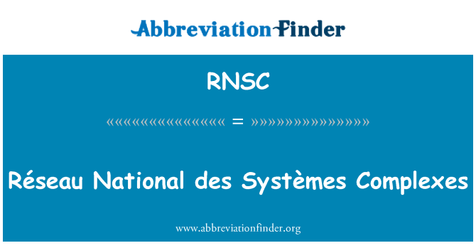 RNSC: Réseau National des Systèmes komplex