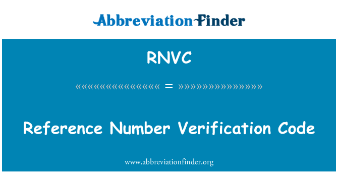 RNVC: Kode verifikasi nomor referensi