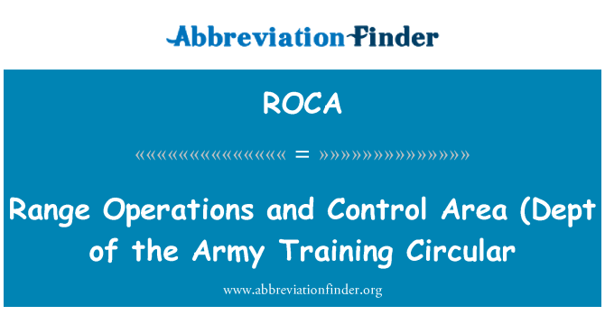 ROCA: Faixa de operações e controle de área (Dept de Circular de treinamento do exército