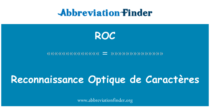 ROC: Reconnaissance Optique de Caractères