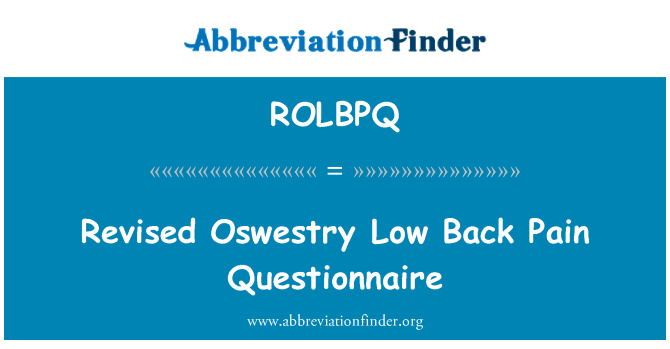 ROLBPQ: Überarbeitete Oswestry Low Back Pain Fragebogen