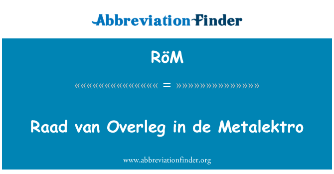 RöM: Raad van Overleg στο de Metalektro