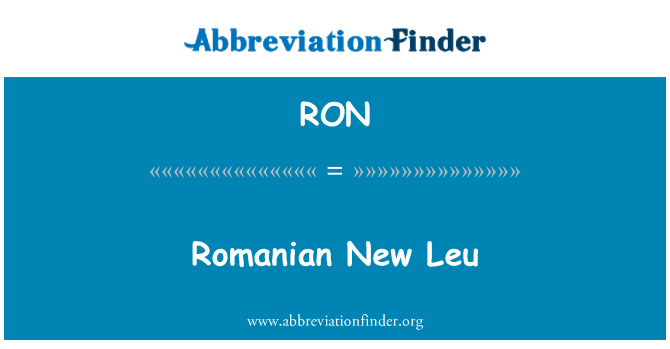 RON: Rwmanaidd Leu newydd