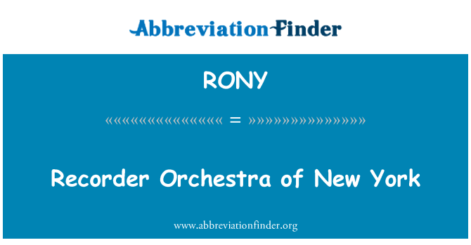 RONY: Optager orkester af New York