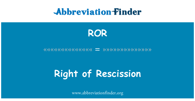 ROR: Iawn o Rescission