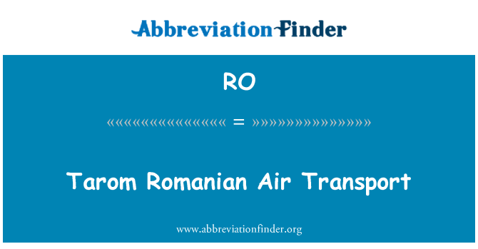 RO: Tarom rumenske lufttransport