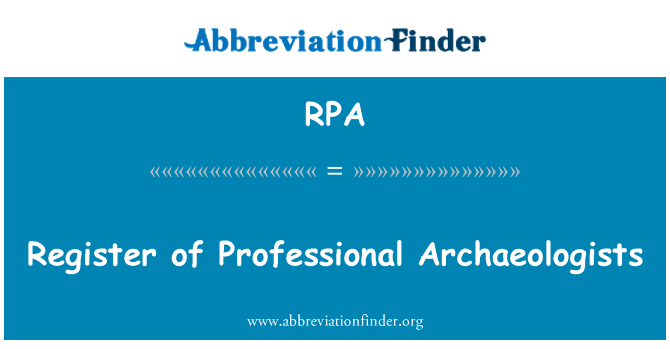 RPA: Registrul de arheologi profesionale