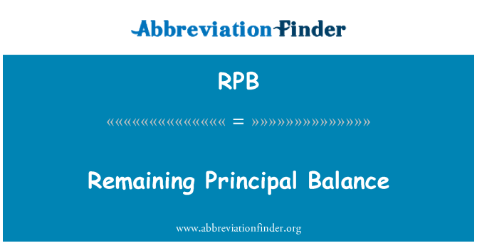 RPB: Cydbwysedd prif sy'n weddill