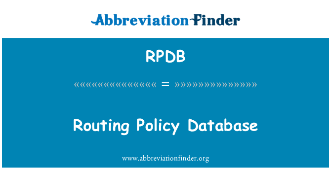 RPDB: Routing kebijakan Database