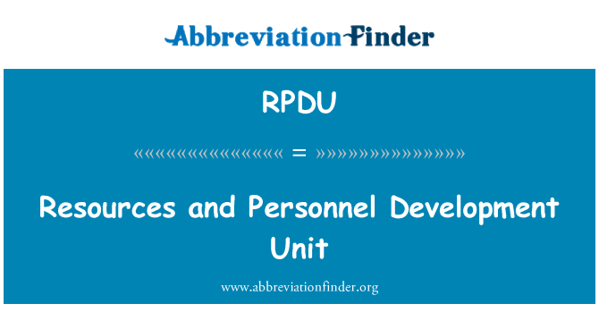 RPDU: Resources and Personnel Development Unit