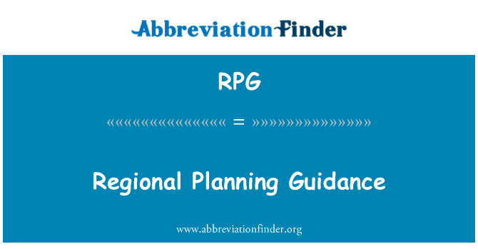 RPG: Regional Planning Guidance