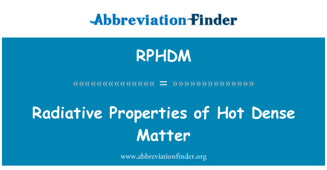 RPHDM: 뜨거운 조밀한 물질의 복사 속성