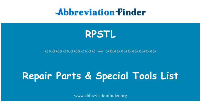 RPSTL: חלפים & רשימת כלים מיוחדים