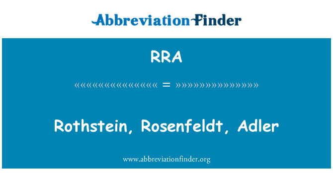 RRA: Rothstein, Rosenfeldt, Adler