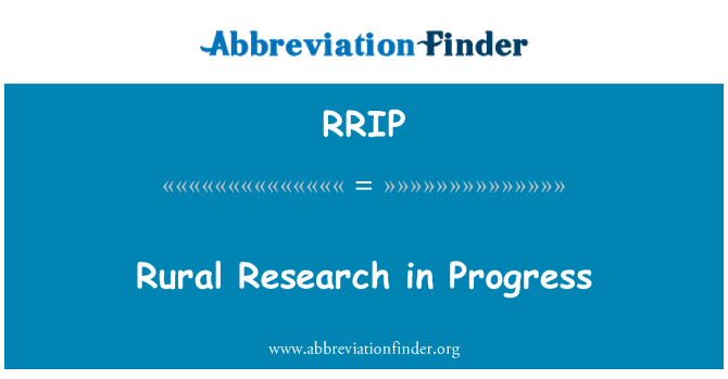 RRIP: پژوهش های روستایی در حال انجام