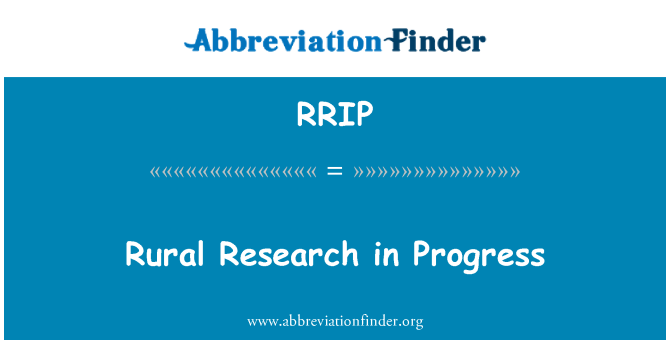 RRIP: Seksyon riral rechèch nan pwogrè