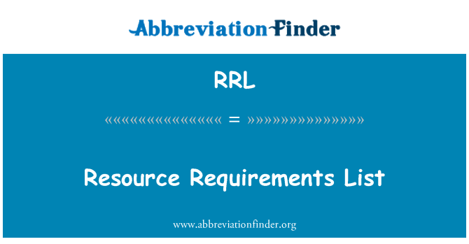 RRL: وسیلہ کی ضروریات کی فہرست