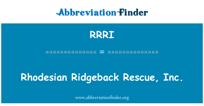 RRRI: Rhodesian Ridgeback menyelamat, Inc.