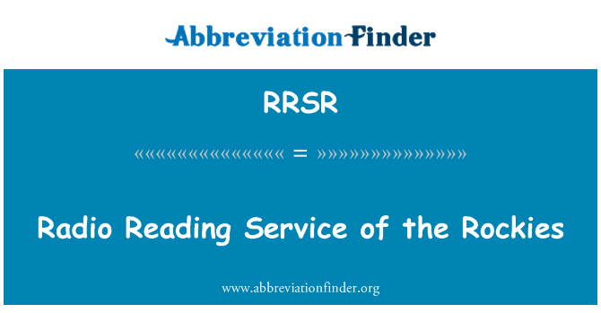 RRSR: Radio servizio di lettura delle montagne rocciose