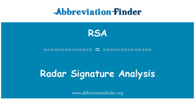 RSA: Radar Signature Analysis