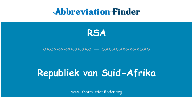 RSA: Republiek van Suid-Afrika