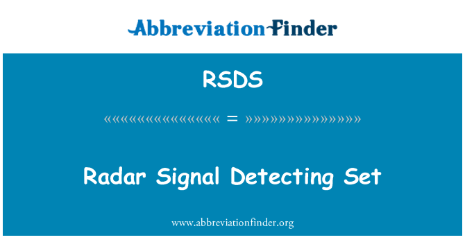 RSDS: Signal de radar détection Set