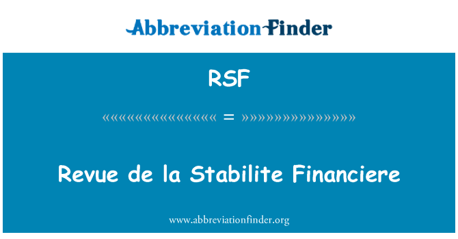 RSF: 雜誌 de la 穩定 Financiere